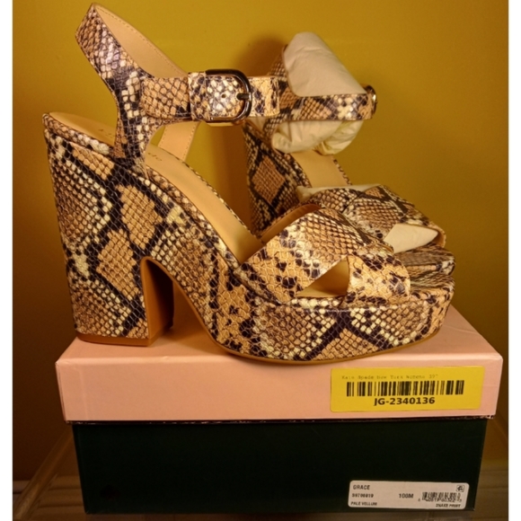 Kate Spade leather vellum snake print chunky heeled sandals 10 - Picture 7 of 12